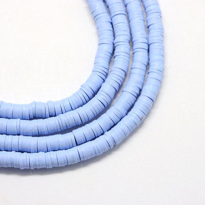 חרוזי סיליקון דיסקיות, כחול סגלגל בהיר, 3 מ"מ, חור 1 מ"מ, כ-40 ס"מ בשורה