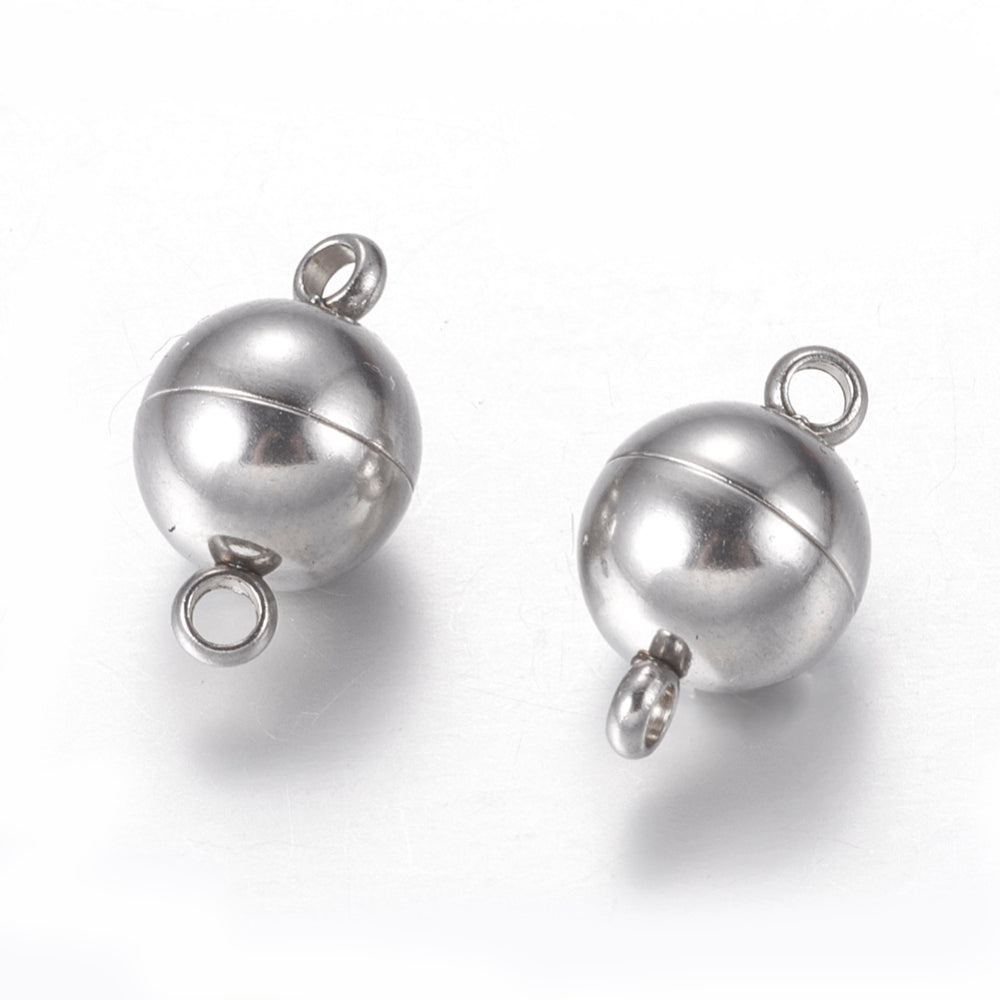 סוגר מגנטי סטיינלס סטיל, עגול, עמיד להשחרה, 14x8 מ"מ, חור 2 מ"מ - 1 יחידה