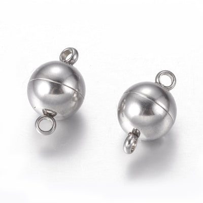 סוגר מגנטי סטיינלס סטיל, עגול, עמיד להשחרה, 14x8 מ"מ, חור 2 מ"מ - 1 יחידה
