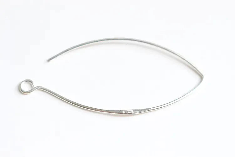זוג ווי עגיל כסף אמיתי 925 בצורת דג עם טבעת לייצור תכשיטים, 43 מ"מ אורך