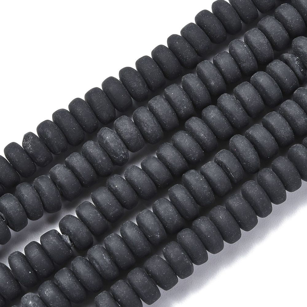 חרוזי סיליקון דיסקיות עבות 6 מ"מ בצבע שחור
