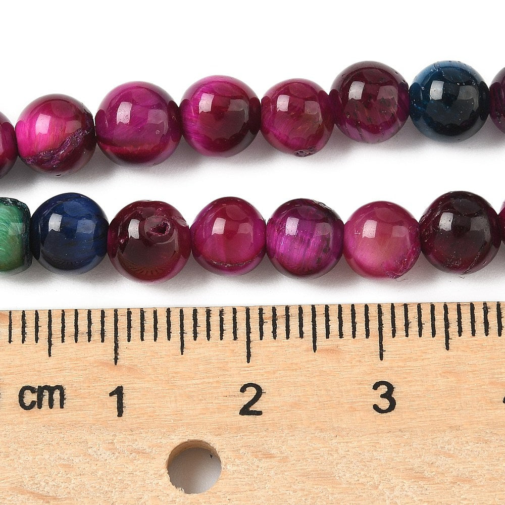 חרוזי עין הנמר טבעיים – עגולים, צבעוניים, 6~6.5 מ״מ- כ-38 ס"מ בשורה
