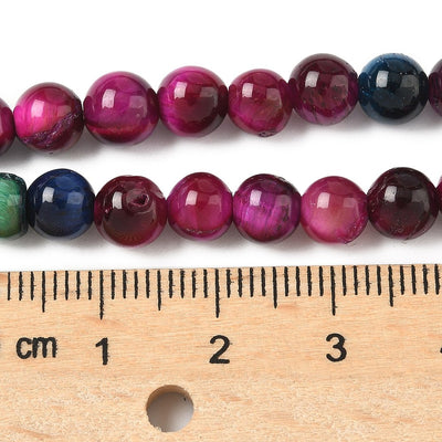 חרוזי עין הנמר טבעיים – עגולים, צבעוניים, 6~6.5 מ״מ- כ-38 ס"מ בשורה
