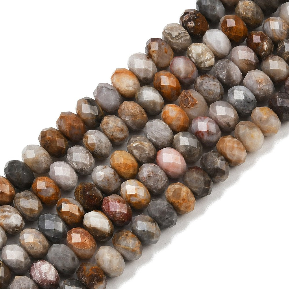 חרוזי אגט גובי טבעיים – רונדל, ליטוש פאות, 8 מ״מ- כ-40 ס"מ בשורה