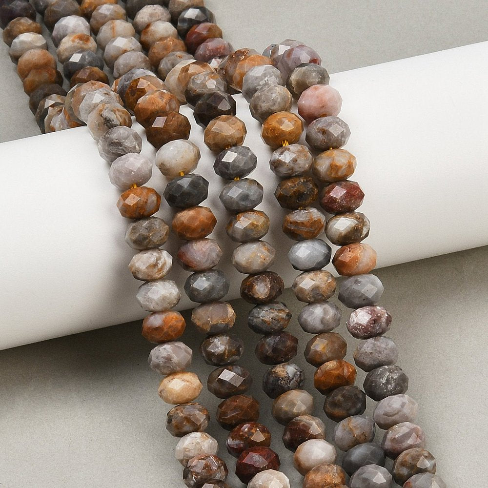 חרוזי אגט גובי טבעיים – רונדל, ליטוש פאות, 8 מ״מ- כ-40 ס"מ בשורה