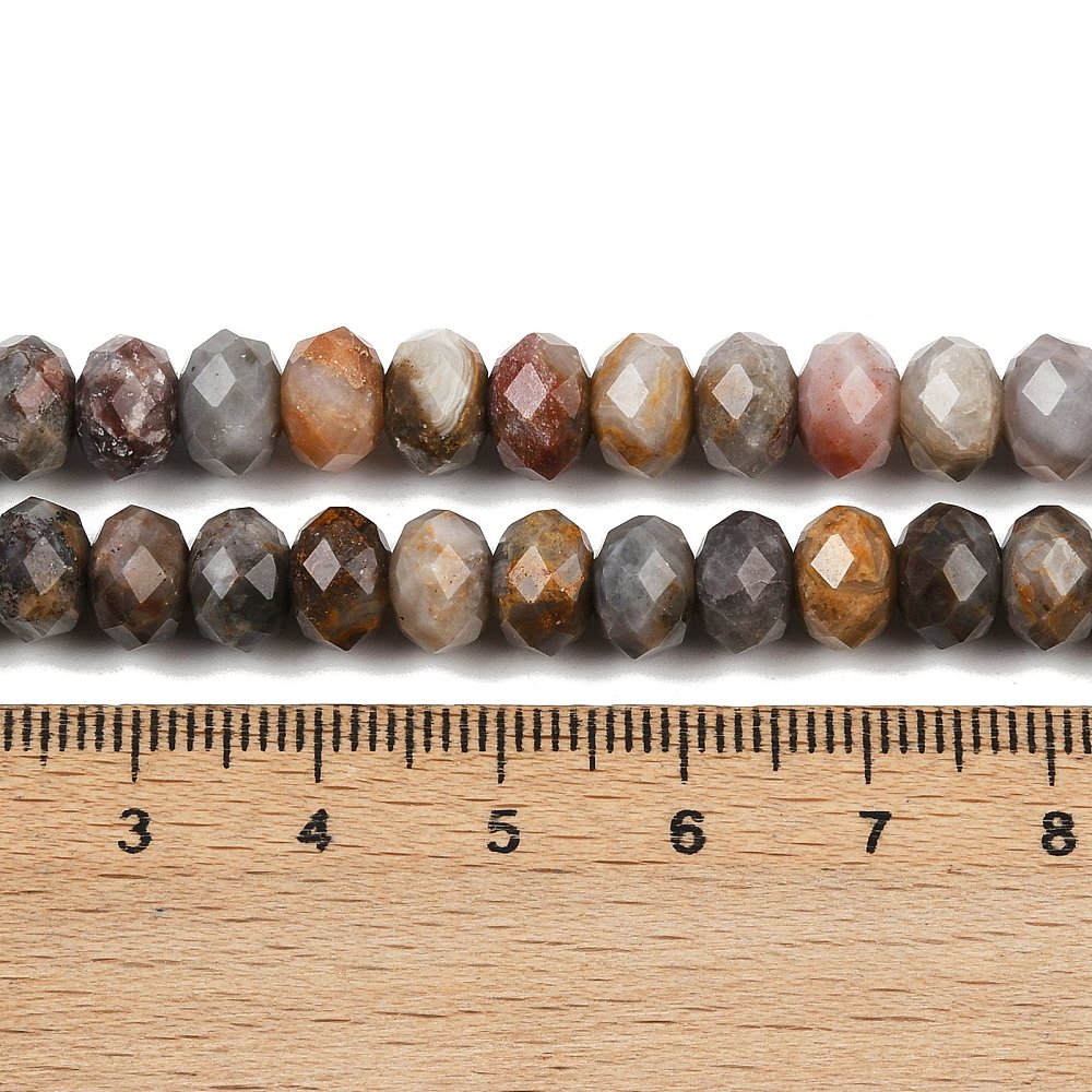 חרוזי אגט גובי טבעיים – רונדל, ליטוש פאות, 8 מ״מ- כ-40 ס"מ בשורה