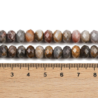 חרוזי אגט גובי טבעיים – רונדל, ליטוש פאות, 8 מ״מ- כ-40 ס"מ בשורה