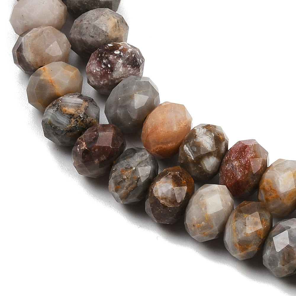 חרוזי אגט גובי טבעיים – רונדל, ליטוש פאות, 8 מ״מ- כ-40 ס"מ בשורה