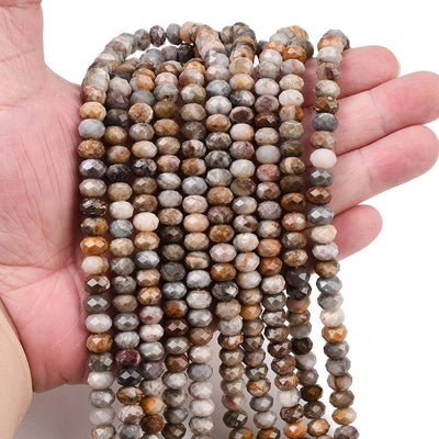 חרוזי אגט גובי טבעיים – רונדל, ליטוש פאות, 8 מ״מ- כ-40 ס"מ בשורה