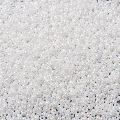 חרוזים יפנים מיוקי בצבע לבן פנינה, 3 מ"מ, חור 1 מ"מ - 10 גרם בחבילה (כ420 חרוזים)