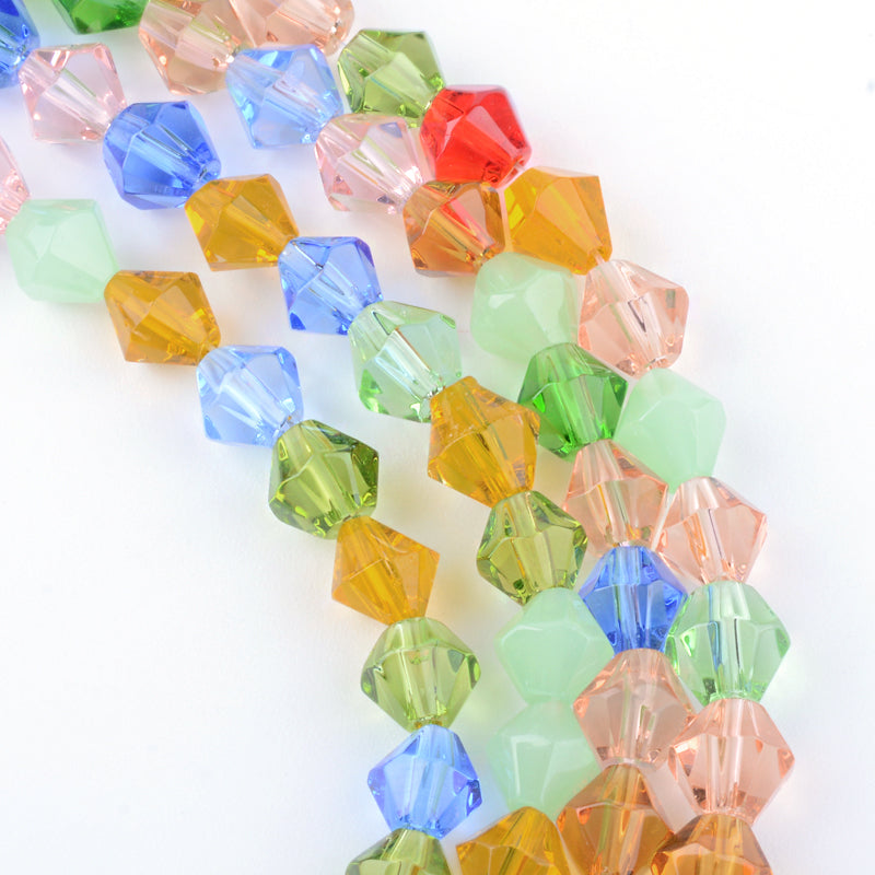 חרוזי זכוכית חיתוך יהלום 4 מ"מ בצבע צבעוני שקוף