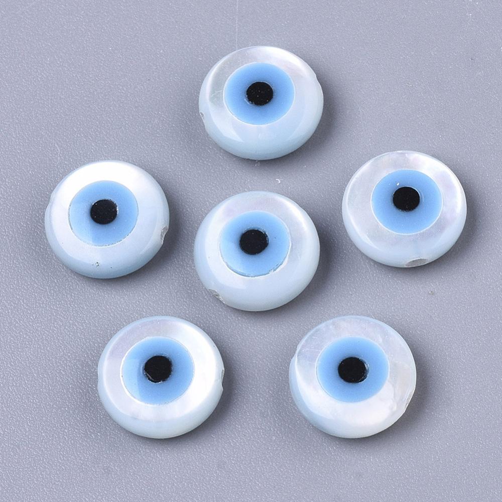 חרוזי עין הרע עגול כחול, 4 מ"מ, חור 0.6 מ"מ, 1 יחידה