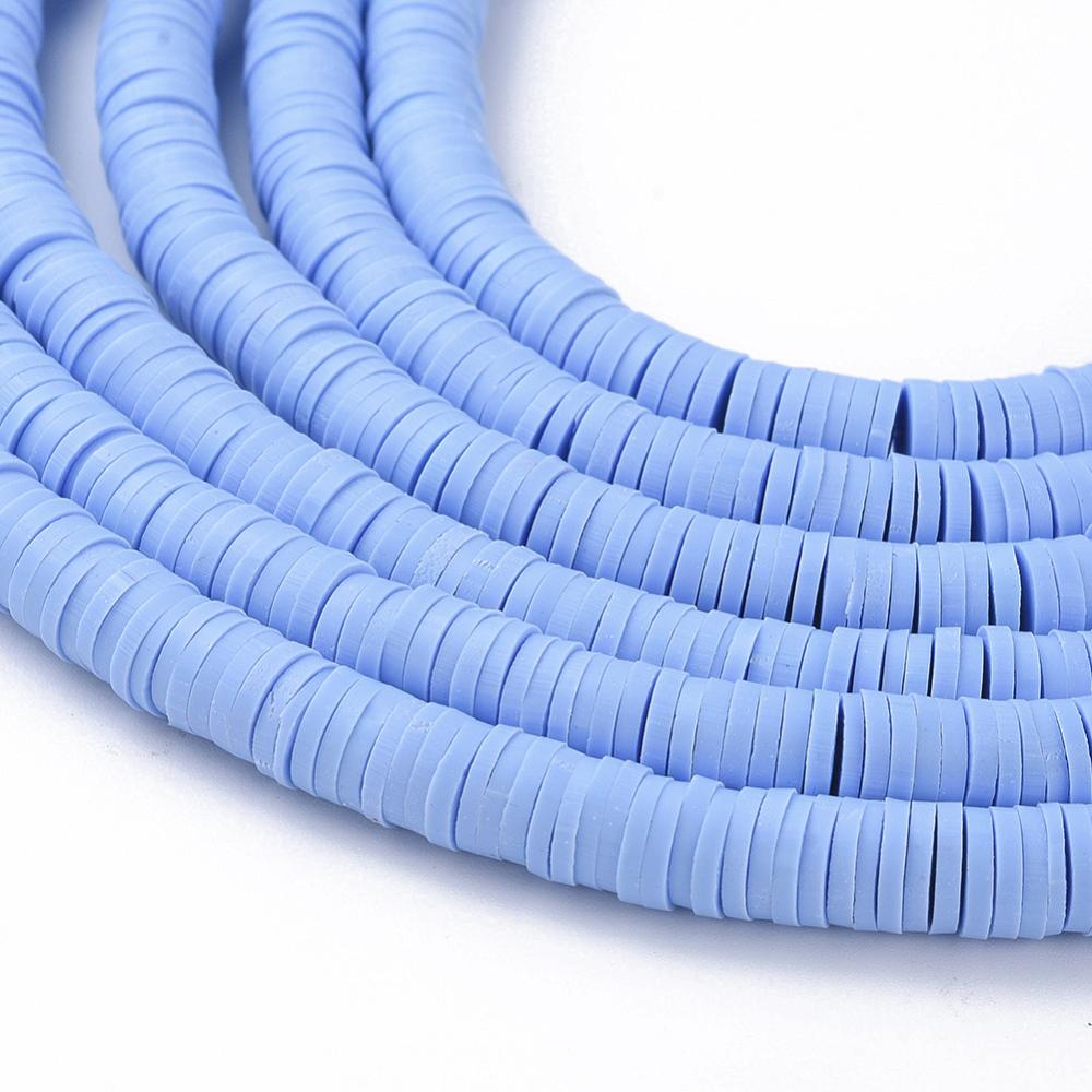 חרוזי סיליקון דיסקיות כחול סגלגל, 6 מ"מ, חור 2 מ"מ, כ-380 חרוזים בשורה
